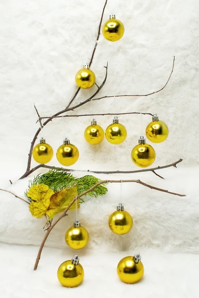 4 cm 12li Gold Cici Top (6 Parlak-6 Metalize) Yılbaşı Ağacı Süs ürün görseli