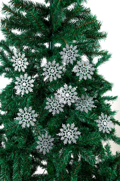 Waldern Yılbaşı Çam Ağacı Süsü Simli Gümüş Kar Tanesi 12li - Resim 2