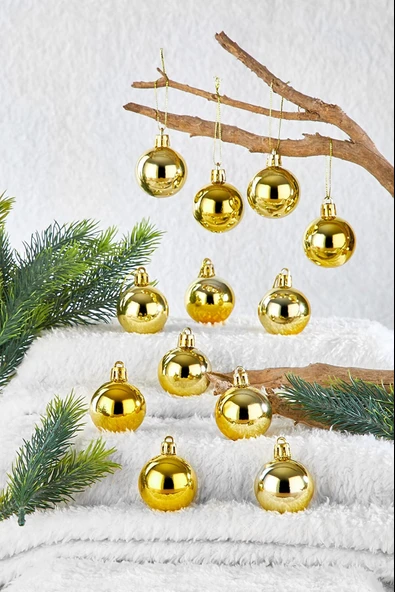 Waldern Yılbaşı Çam Ağacı Süsü Gold 4 Cm 12li Cici Top - Resim 2