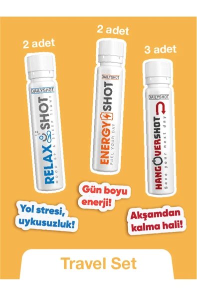 Hangover Shot Travel Set Seyahat Kiti, Seyahat Boyunca Tam Destek - Resim 2