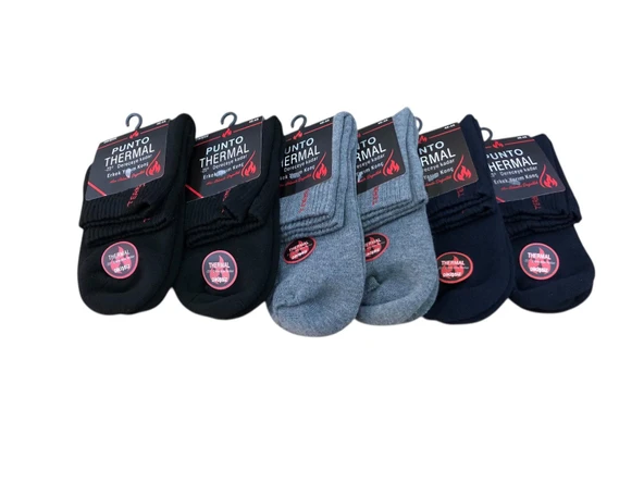 6 Lı Punto Erkek Termal Havlu Kışlık Dikişsiz Konç Çorap 40- 45 No - 3
