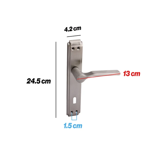 Kapı Kolu İç Oda Aynalı Sağa Sola Uygun Saten Renk Dış Ahşap Pvc Metal Çelik Kapısı Tutamağı 1 Takım - Resim 4