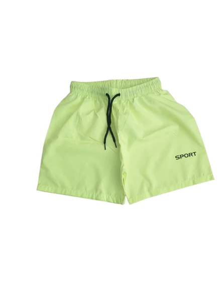 Neon Yeşili Cocuk Deniz Havuz Şordu 5-6 Yaş - Resim 2