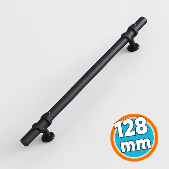 Mobilya Çekmece Mutfak Dolabı Dolap Kulpları Kulbu Kulpu Siyah Metal Kulp 128 mm-12,8 cm ürün görseli