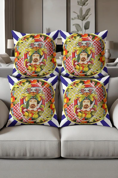 Dijital Baskılı Yumuşak Dokulu 4’lü Kırlent Kılıfı Takımı (43x43 cm) KRL0068 RENKLİ 43 X 43 ürün görseli