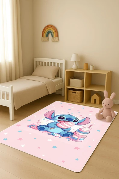 Parlak Kadife Kumaş Dijital Baskı Dot Kaymaz Tabanlı Çocuk ve Genç Odası Halısı H0986 RENKLİ 180 X 280 - Resim 6