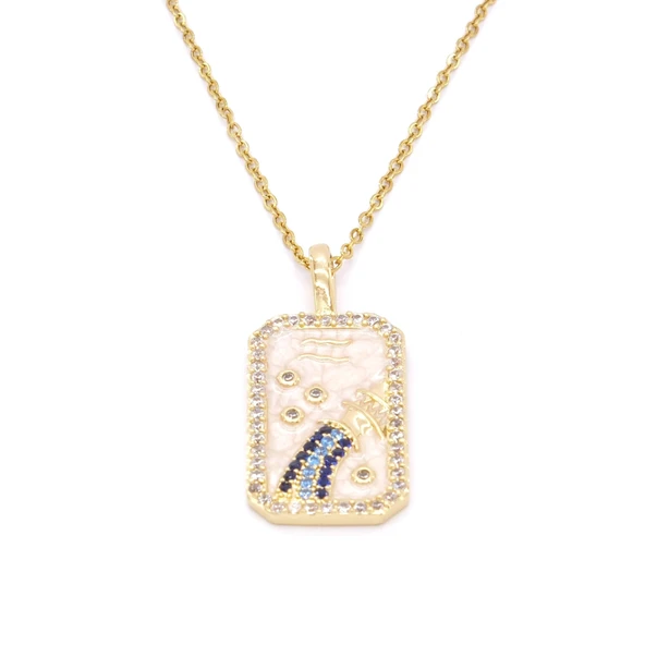 Çelik Kolye, Altın Kaplama Kova Burcu Kadın Kolye K-114 ürün görseli