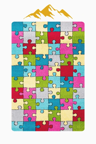 Parlak Kadife Kumaş Dijital Baskı Dot Kaymaz Tabanlı Çocuk ve Genç Odası Halısı H1136 RENKLİ 180 X 280 - Resim 3