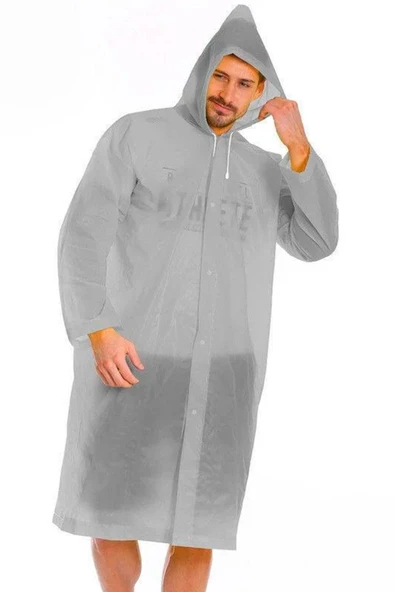 Kadın Erkek Yağmurluk Kapüşonlu Çıtçıtlı Eva Gri Yağmurluk Bymmrc881r05 - Resim 4