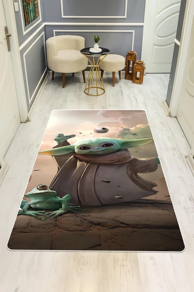 Parlak Kadife Kumaş Dijital Baskı Dot Kaymaz Tabanlı Çocuk ve Genç Odası Halısı H0552 RENKLİ 140 X 200 - Resim 2