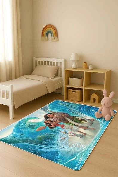 Parlak Kadife Kumaş Dijital Baskı Dot Kaymaz Tabanlı Çocuk ve Genç Odası Halısı H0548 RENKLİ 200 X 300 ürün görseli