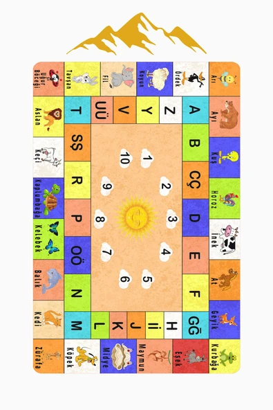 Parlak Kadife Kumaş Dijital Baskı Dot Kaymaz Tabanlı Çocuk ve Genç Odası Halısı H0841 RENKLİ 120 X 180 - Resim 3