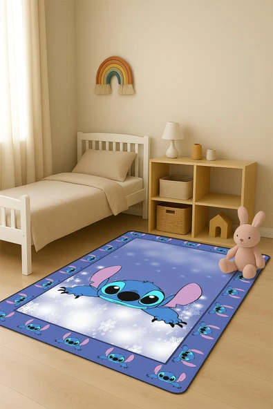 Parlak Kadife Kumaş Dijital Baskı Dot Kaymaz Tabanlı Çocuk ve Genç Odası Halısı H0989 RENKLİ 180 X 280 ürün görseli