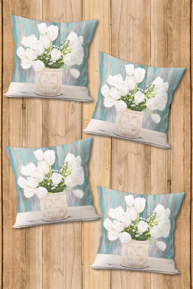 Dijital Baskılı Yumuşak Dokulu 4’lü Kırlent Kılıfı Takımı (43x43 cm) KRL0083 RENKLİ 43 X 43 - Resim 2