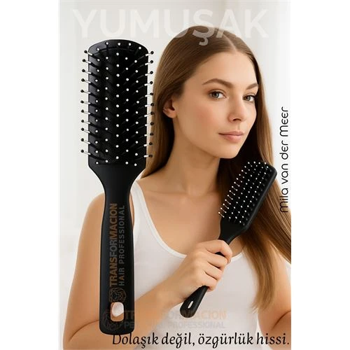 40 Ayak Nano Dolaşık Saç Açıcı Tarak, Karbon Plastik Gövde, Havalandırmalı Tasarım ürün görseli 1