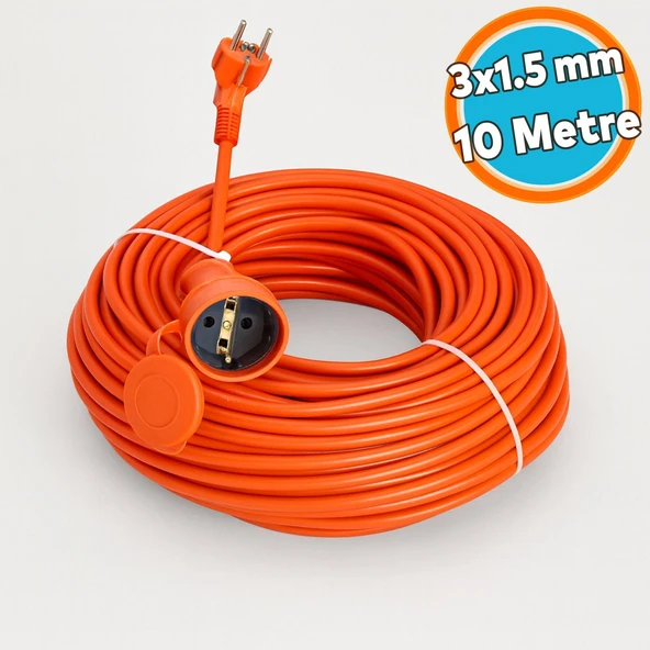 Seyyar Uzatma Kablosu 3x1.5 mm Turuncu Kablo CCA Kablo 10 Metre ürün görseli