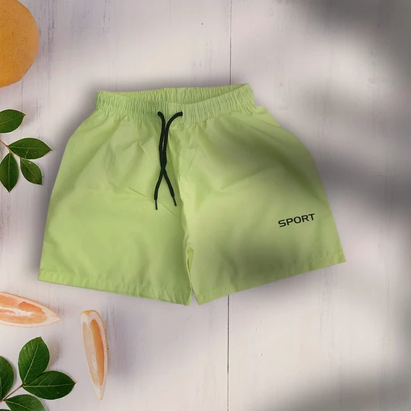 Neon Yeşili Cocuk Deniz Havuz Şordu 2-3 Yaş - Resim 6