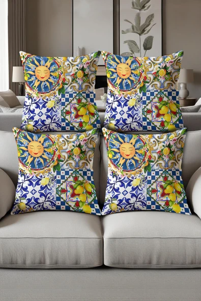 Dijital Baskılı Yumuşak Dokulu 4’lü Kırlent Kılıfı Takımı (43x43 cm) KRL0057 RENKLİ 43 X 43 ürün görseli