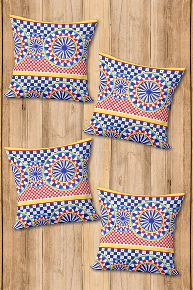 Dijital Baskılı Yumuşak Dokulu 4’lü Kırlent Kılıfı Takımı (43x43 cm) KRL0061 RENKLİ 43 X 43 - Resim 2