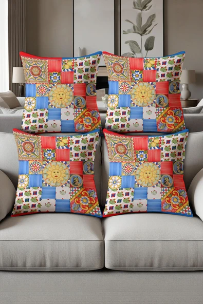 Dijital Baskılı Yumuşak Dokulu 4’lü Kırlent Kılıfı Takımı (43x43 cm) KRL0064 RENKLİ 43 X 43 ürün görseli 1