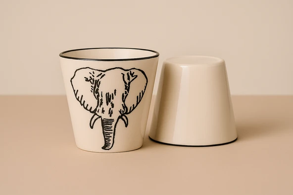 İmroz Fil Kulpsuz Kupa 300 ml. - Resim 2