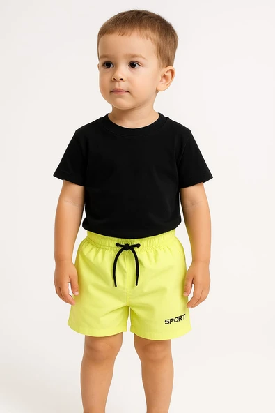 Neon Yeşili Cocuk Deniz Havuz Şordu 5-6 Yaş ürün görseli