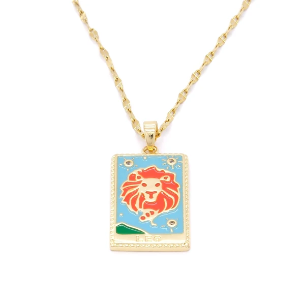 Çelik Kolye, Altın Kaplama Aslan Burcu Kadın Kolye K-136 ürün görseli
