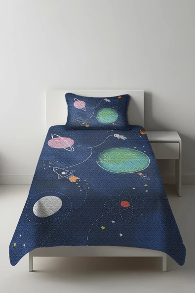 Parlak Kadife Kumaş Tek Kişilik Çocuk Yatak Örtüsü Seti (2 Parça) TKY0010 RENKLİ 180 X 240 ürün görseli