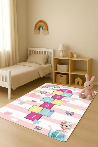 Parlak Kadife Kumaş Dijital Baskı Dot Kaymaz Tabanlı Çocuk ve Genç Odası Halısı H0971 RENKLİ 80 X 200 ürün görseli