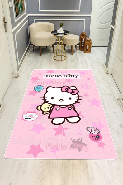 Parlak Kadife Kumaş Dijital Baskı Dot Kaymaz Tabanlı Çocuk ve Genç Odası Halısı H0597 RENKLİ 120 X 180 - Resim 2