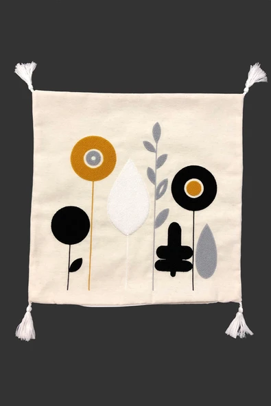 Nakışlı Püsküllü Dekoratif Kırlent Kılıfı Takımı (4 Parça - 43x43 cm) NKK001 RENKLİ 43 X 43 - Resim 2