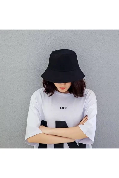 Siyah Yazlık Safari Şapka Kova Model Kep - Resim 3