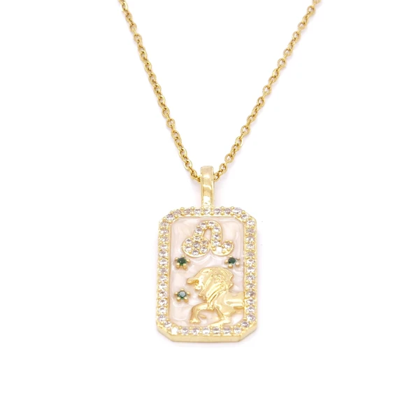 Çelik Kolye, Altın Kaplama Aslan Burcu Kadın Kolye K-116 ürün görseli