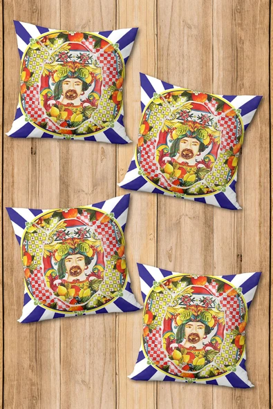 Dijital Baskılı Yumuşak Dokulu 4’lü Kırlent Kılıfı Takımı (43x43 cm) KRL0068 RENKLİ 43 X 43 - Resim 2