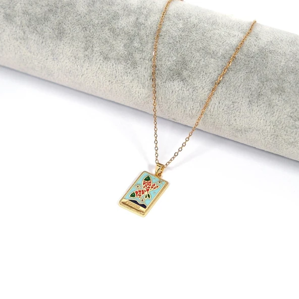 Çelik Kolye, Altın Kaplama Balık Burcu Kadın Kolye K-133 - Resim 2