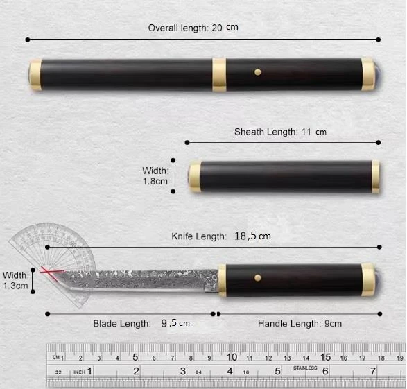 Japon Damascus Tanto Ruyi Jingu Bang - Resim 5