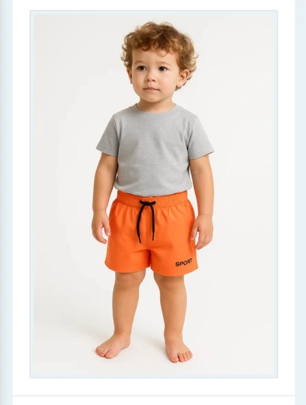 Turuncu Çocuk Deniz Havuz Şortu 6-7 Yaş ürün görseli 1