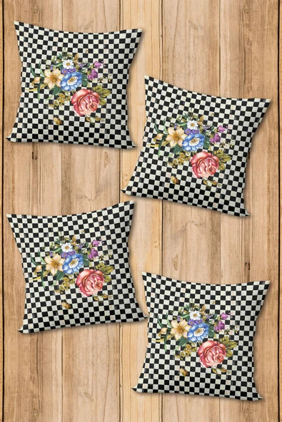 Dijital Baskılı Yumuşak Dokulu 4’lü Kırlent Kılıfı Takımı (43x43 cm) KRL0073 RENKLİ 43 X 43 - Resim 2