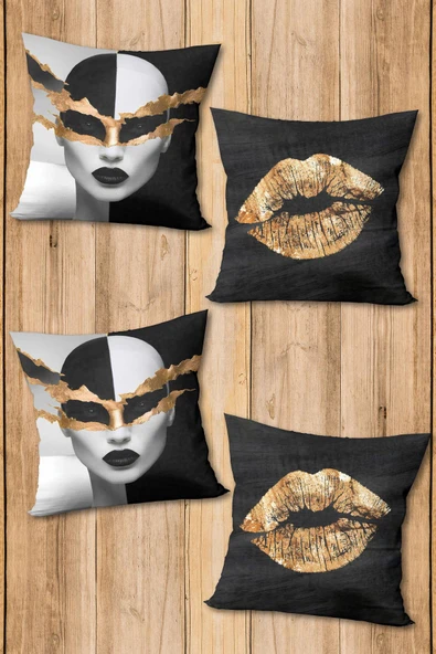 Dijital Baskılı Yumuşak Dokulu 4’lü Kırlent Kılıfı Takımı (43x43 cm) KRL0013 RENKLİ 43 X 43 - Resim 2