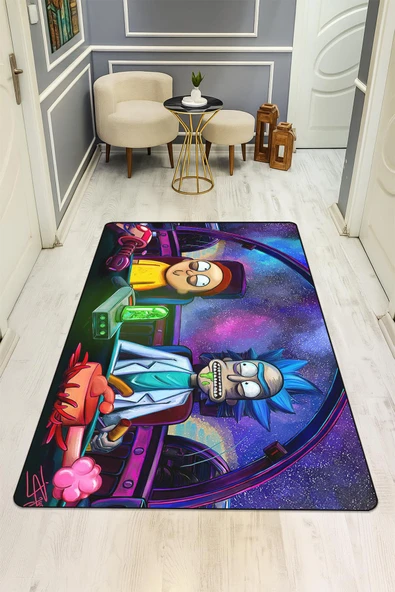 Parlak Kadife Kumaş Dijital Baskı Dot Kaymaz Tabanlı Çocuk ve Genç Odası Halısı H0467 RENKLİ 120 X 180 - Resim 2