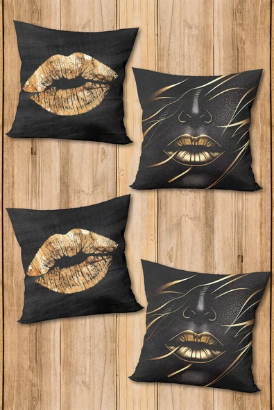 Dijital Baskılı Yumuşak Dokulu 4’lü Kırlent Kılıfı Takımı (43x43 cm) KRL0012 RENKLİ 43 X 43 - Resim 2