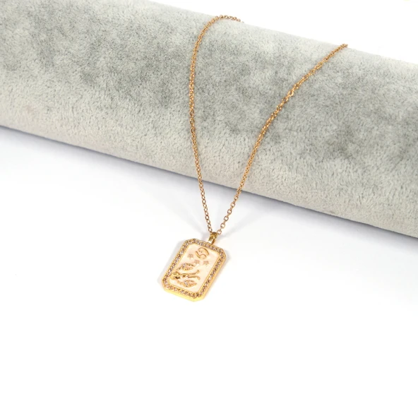 Çelik Kolye, Altın Kaplama Yengeç Burcu Kadın Kolye K-106 - Resim 2