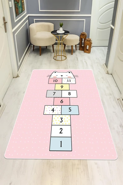 Parlak Kadife Kumaş Dijital Baskı Dot Kaymaz Tabanlı Çocuk ve Genç Odası Halısı H0752 RENKLİ 180 X 280 - Resim 2