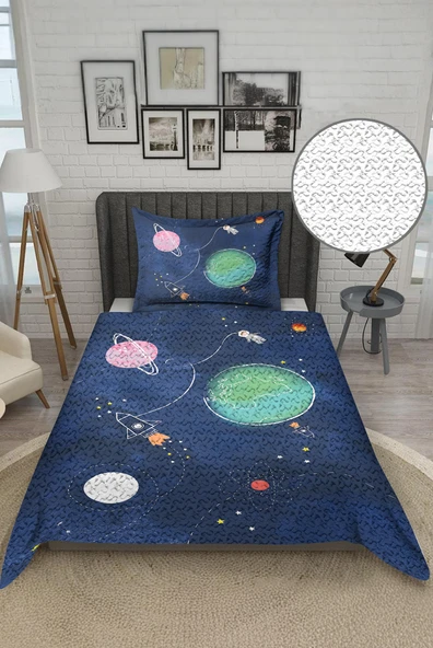 Parlak Kadife Kumaş Tek Kişilik Çocuk Yatak Örtüsü Seti (2 Parça) TKY0010 RENKLİ 180 X 240 - Resim 2