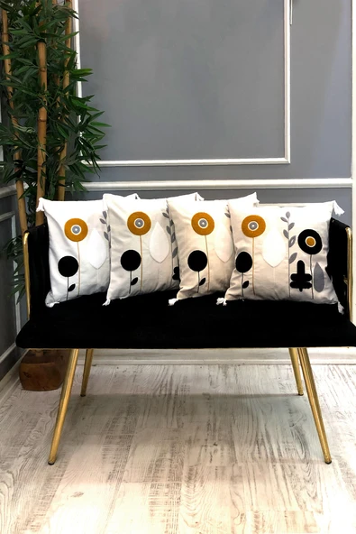 Nakışlı Püsküllü Dekoratif Kırlent Kılıfı Takımı (4 Parça - 43x43 cm) NKK001 RENKLİ 43 X 43 ürün görseli