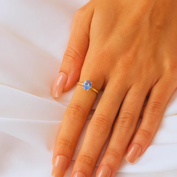 Gümüş Yüzük - 1.50 Ct London Blue Topaz Tektaş 925 Ayar Gümüş Evlilik Teklifi Yüzüğü-Hediyelik Yüzük - Resim 12