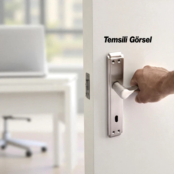 Kapı Kolu İç Oda Aynalı Sağa Sola Uygun Saten Renk Dış Ahşap Pvc Metal Çelik Kapısı Tutamağı 1 Takım - Resim 5