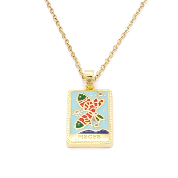 Çelik Kolye, Altın Kaplama Balık Burcu Kadın Kolye K-133 ürün görseli