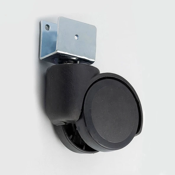 Dönerli Koltuk Tekeri Kısa U Tablalı Siyah Metal Gövde Dayanıklı Yapı 360 Derece Döner Mekanizma - Resim 2