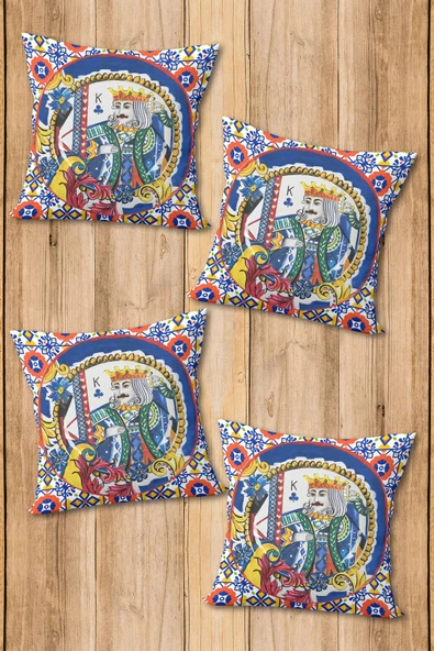 Dijital Baskılı Yumuşak Dokulu 4’lü Kırlent Kılıfı Takımı (43x43 cm) KRL0065 RENKLİ 43 X 43 - Resim 2